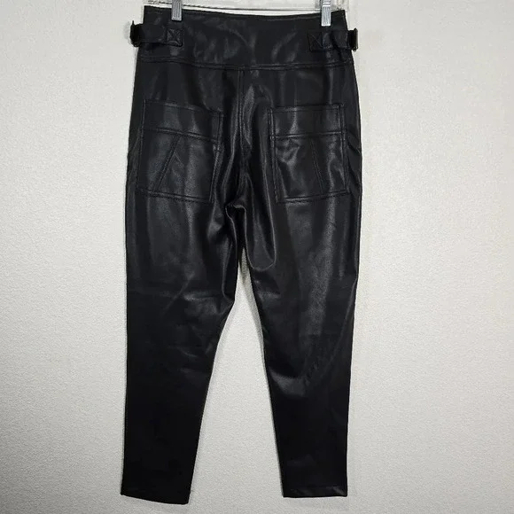 Young Fabulous & Broke Highrise Black Faux Leather Pants Straight Leg Size Small - Picture 6 of 10